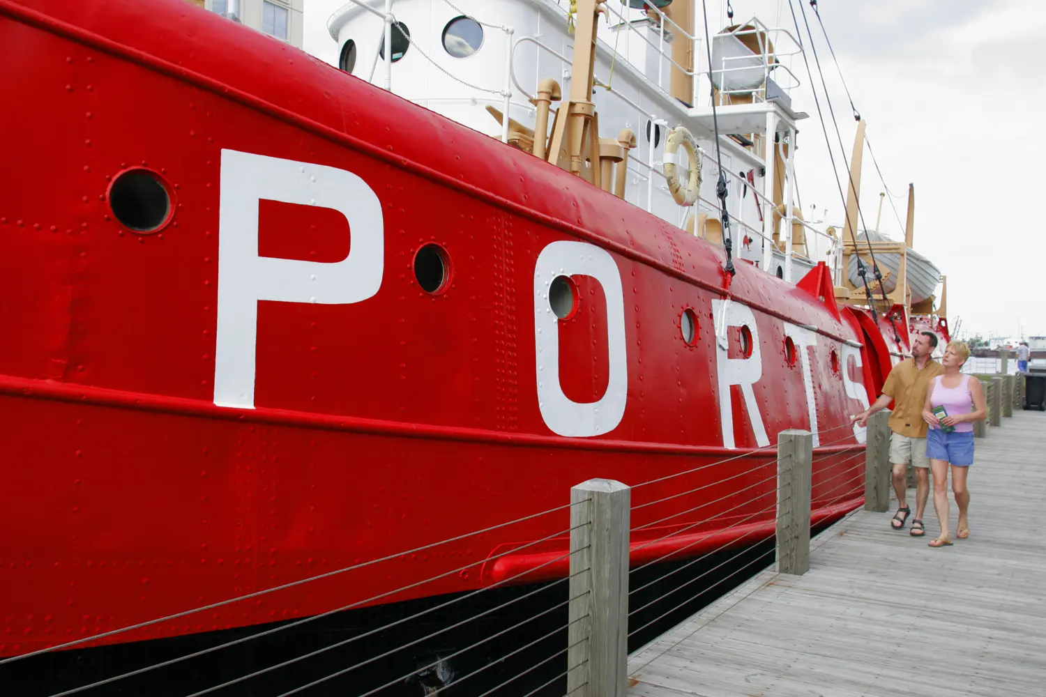 A couple visiting the Lightship Portsmouth